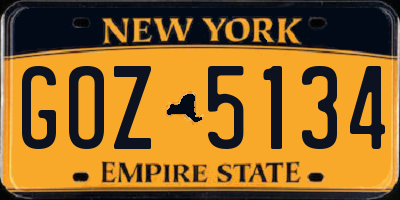 NY license plate GOZ5134