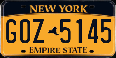 NY license plate GOZ5145