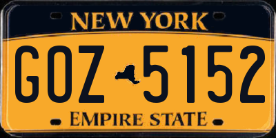 NY license plate GOZ5152