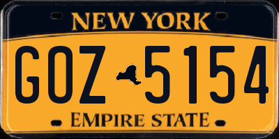 NY license plate GOZ5154