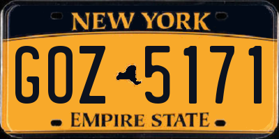 NY license plate GOZ5171