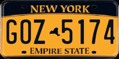 NY license plate GOZ5174