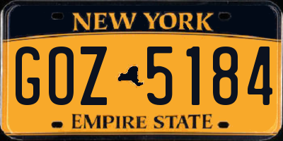 NY license plate GOZ5184