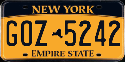 NY license plate GOZ5242