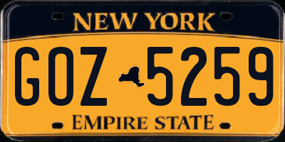 NY license plate GOZ5259