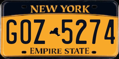 NY license plate GOZ5274