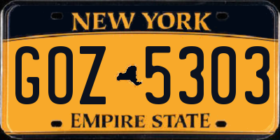 NY license plate GOZ5303