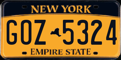 NY license plate GOZ5324