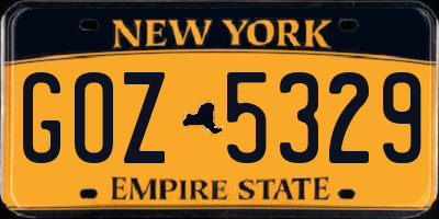 NY license plate GOZ5329