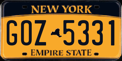 NY license plate GOZ5331