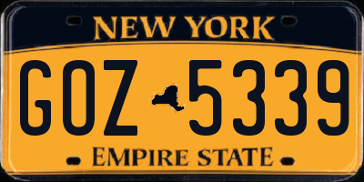 NY license plate GOZ5339