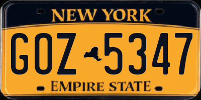 NY license plate GOZ5347