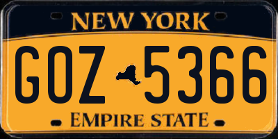 NY license plate GOZ5366