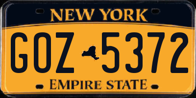 NY license plate GOZ5372