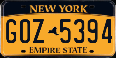 NY license plate GOZ5394