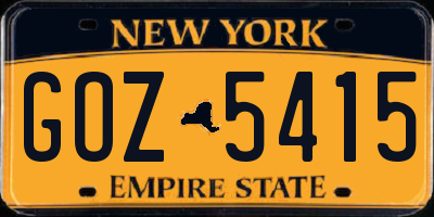 NY license plate GOZ5415