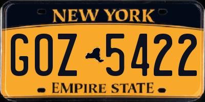 NY license plate GOZ5422