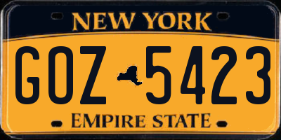 NY license plate GOZ5423