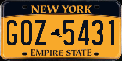 NY license plate GOZ5431