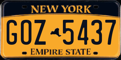 NY license plate GOZ5437