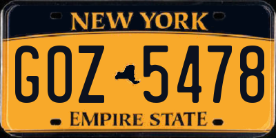 NY license plate GOZ5478