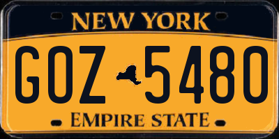 NY license plate GOZ5480
