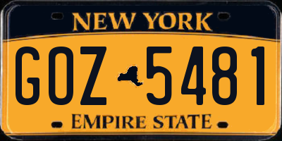 NY license plate GOZ5481