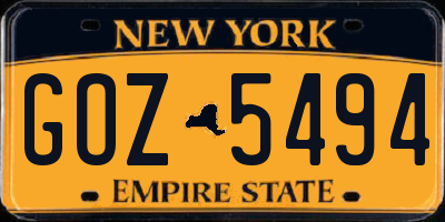 NY license plate GOZ5494