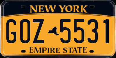 NY license plate GOZ5531