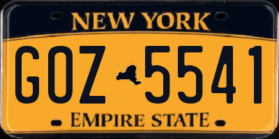 NY license plate GOZ5541