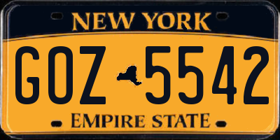 NY license plate GOZ5542