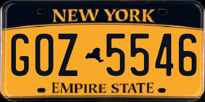 NY license plate GOZ5546