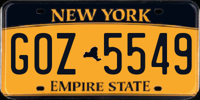 NY license plate GOZ5549