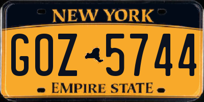 NY license plate GOZ5744