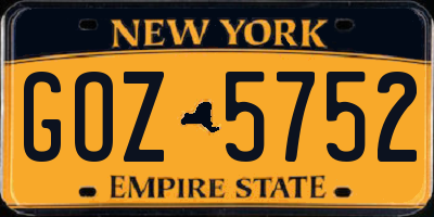 NY license plate GOZ5752