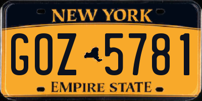 NY license plate GOZ5781