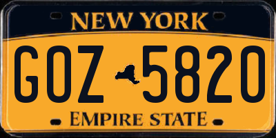 NY license plate GOZ5820