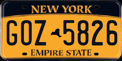 NY license plate GOZ5826