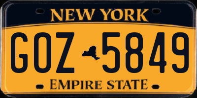 NY license plate GOZ5849