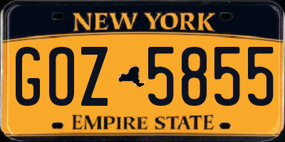 NY license plate GOZ5855