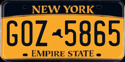 NY license plate GOZ5865