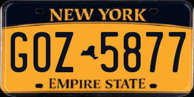 NY license plate GOZ5877