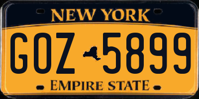 NY license plate GOZ5899