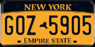 NY license plate GOZ5905