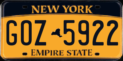 NY license plate GOZ5922