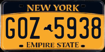NY license plate GOZ5938
