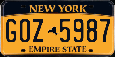 NY license plate GOZ5987