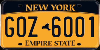NY license plate GOZ6001