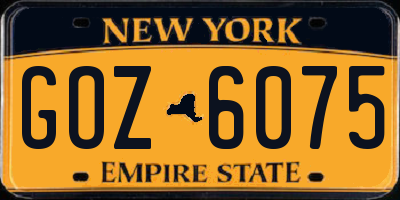 NY license plate GOZ6075