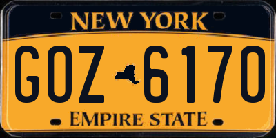 NY license plate GOZ6170